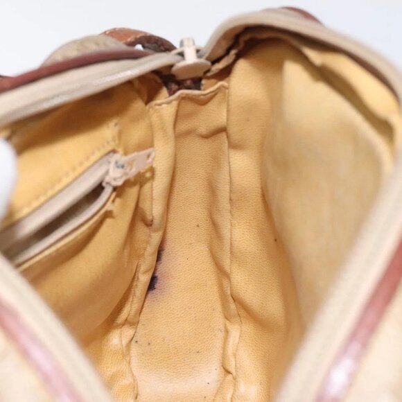 CELINE Macadam Canvas Shoulder Bag Beige Gold Auth BA1813 - Picture 11 of 16